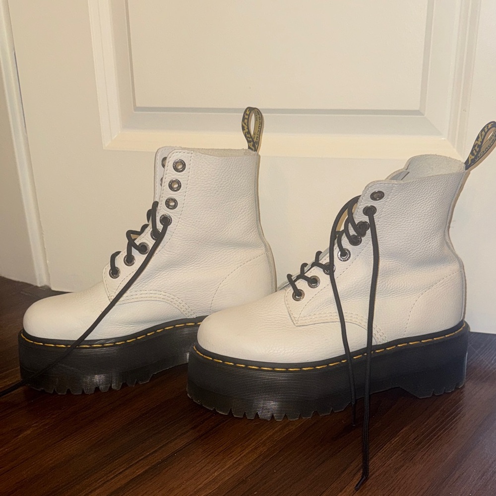 White Dr. Marten Jardon Platform Boots